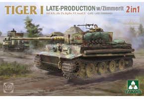Збірна модель 1/35 Німецький танк Tiger I Sd.Kfz.181 Pz.Kpfw.VI Ausf.E (Late / Late Command) 2 в 1 з циммеритом Takom 2199