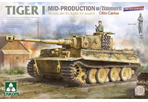 Збірна модель 1/35 Танк Tiger I Sd.Kfz.181 Pz.Kpfw.VI Ausf.E (Mid) з циммеритом + фігура Отто Каріуса Takom 2200