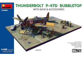 Сборная модель 1/48 Набор Самолет P-47 D Тандерболт с основанием и аксессуарами МиниАрт 48018