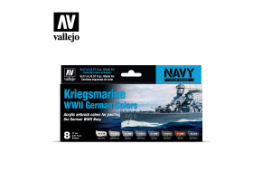 Набір акрилових фарб Німецькі кольори Кригсмаріне часів WWII 8шт (Kriegsmarine WWII German Colors 8 pcs) Vallejo VAL 71615