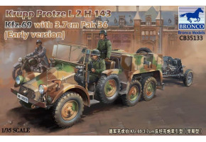 Збірна модель 1/35 Німецький тягач Krupp Protze L2H 143 Kfz.69 з гарматою протитанкової 3,7 cm Pak 36 (рання версія) Bronco 35133