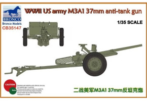 Buildable model of a US Army M3A1 37mm anti-tank gun from World War II.