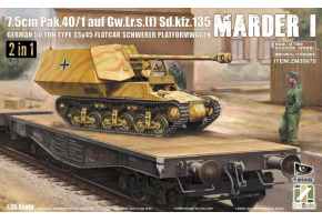 Збірна модель 1/35 Німецький танк Marder I 7.5cm Pak.40/1 auf Gw.Lr.s.(f) Sd.kfz.135 з німецькою 50-тонною залізничною платформою SSy45 Schwerer Platformwagen [2 в 1] Zimi ZM35075