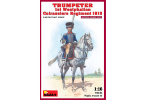 Сборная модель 1/16 Фигура Трубач 1-го Вестфальского Кирасирского Полка 1813 МиниАрт 16033