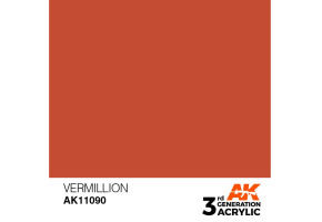 Акрилова фарба VERMILLION – STANDARD / ПОМАРАНЧЕВО - ЧЕРВОНИЙ ГРАНАТ  AK-interactive AK11090