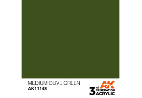 Акрилова фарба MEDIUM OLIVE GREEN – STANDARD / ПОМІРНИЙ ОЛИВКОВИЙ ЗЕЛЕНИЙ  AK-interactive AK11148