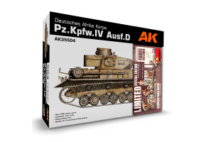Збірна модель 1/35 Танк Pz.Kpfw.IV Ausf.D Deutsches Afrika Korps (5 фігурок німецького танкового екіпажу Африканського корпусу) AK-Interactive 35504-B