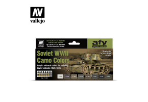 Набор акриловых красок Советские цвета камуфляжа времен WWII  (Soviet WWII Camo Colors) 8 шт Vallejo