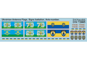 Декаль 1/72 АТО 2014-15 Прапори на техніці ЗСУ, емблеми батальйонів, авто номери DANModels 72005