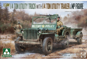 Збірна модель 1/35 Автомобіль Jeep Willys 1/4 з причепом та фігуркою водія Takom 2126