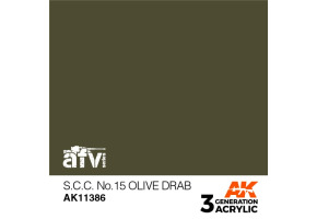 Акриловая краска S.C.C. NO.15 OLIVE DRAB  / Тускло - оливковый – AFV АК-интерактив AK11386