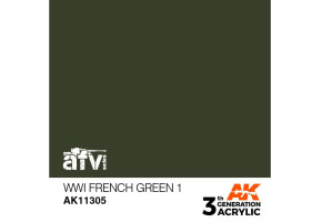 Акриловая краска WWI FRENCH GREEN 1 / Зелёный №1 Франция 1 Мировая война – AFV АК-интерактив AK11305
