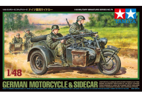 Scale model 1/48 German motorcycle with sidecar Tamiya 32578