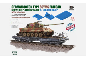 Німецька важка платформа-вагон 1/35 типу SSyms  80 т та рампа для завантаження T-Model TB001