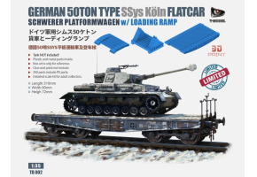 Німецька важка платформа-вагон 1/35 типу SSyms  50 т та рампа для завантаження T-Model TB002