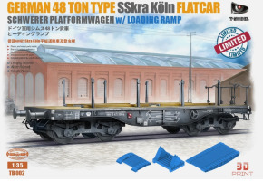 Німецька важка платформа-вагон 1/35 типу SSyms  48 т та рампа для завантаження T-Model TB003