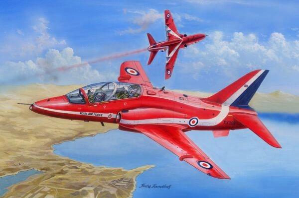 Сборная модель самолета RAF Red Arrows Hawk T MK.1/1A детальное изображение Самолеты 1/48 Самолеты