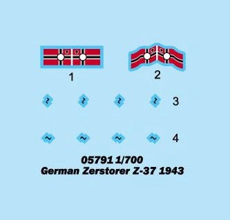 German Zerstorser Z-37, 1943 детальное изображение Флот 1/700 Флот