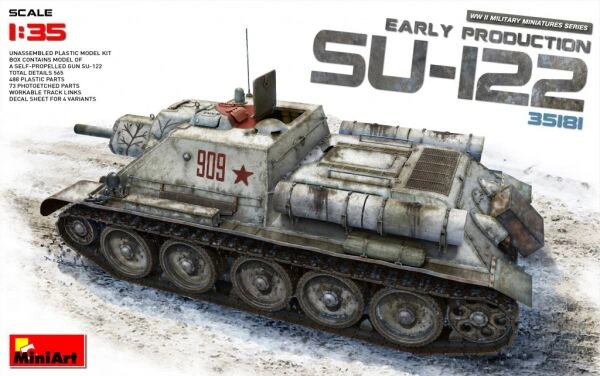 Сборная модель 1/35 Советская САУ СУ-122 ранний выпуск Миниарт 35181 детальное изображение Бронетехника 1/35 Бронетехника