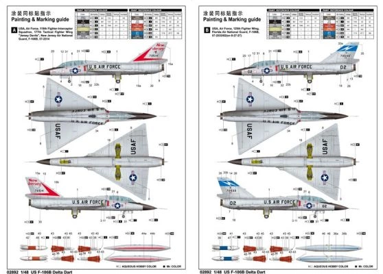 Сборная модель 1/48 Самолет US F-106B Delta Dart Трумпетер 02892 детальное изображение Самолеты 1/48 Самолеты
