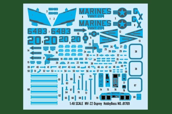 Збірна модель 1/48 конвертоплан MV-22 Osprey HobbyBoss 81769. детальное изображение Самолеты 1/48 Самолеты