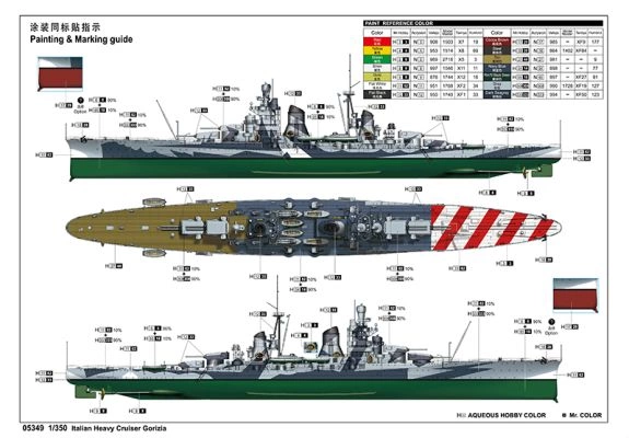 Збірна модель 1/350 Італійський важкий крейсер Gorizia Trumpeter 05349 детальное изображение Флот 1/350 Флот