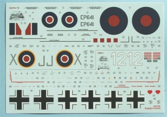 Збірна модель 1/48 набір Supermarine Spitfire Mk.Vb Messerschmitt Bf109E Dogfight Airfix A50160 детальное изображение Самолеты 1/48 Самолеты