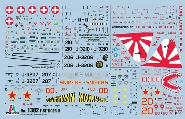 Scale model 1/72 Aircraft F-5F Tiger II Italeri 1382 детальное изображение Самолеты 1/72 Самолеты
