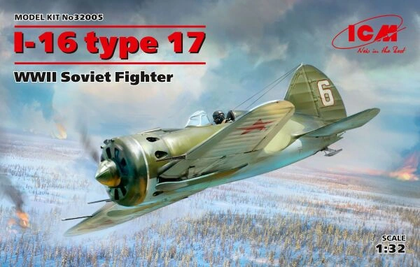 Збірна модель 1/32 Радянський винищувач I-16 тип 17, ICM32005 детальное изображение Самолеты 1/32 Самолеты