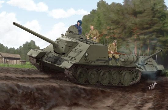 Сборная модель Советского танка SU-100 детальное изображение Бронетехника 1/16 Бронетехника