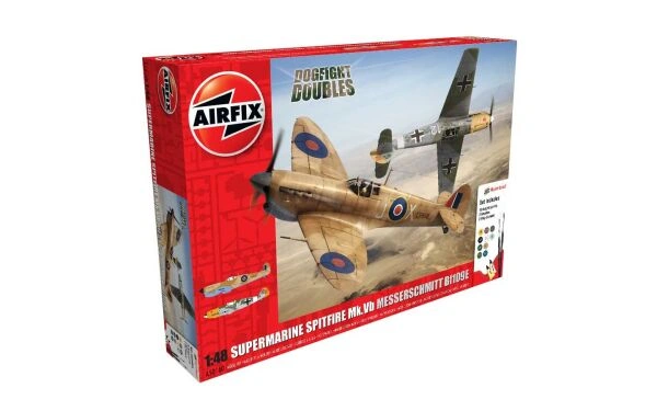 Збірна модель 1/48 набір Supermarine Spitfire Mk.Vb Messerschmitt Bf109E Dogfight Airfix A50160 детальное изображение Самолеты 1/48 Самолеты