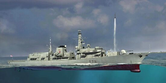 Збірна модель 1/350 Фрегат HMS TYPE MS Kent（F78） Трумпетер 04544 детальное изображение Флот 1/350 Флот