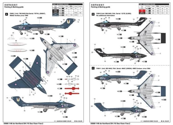 Сборная модель 1/48 Самолет de Havilland DH.110 Sea Vixen Faw.2 Трумпетер 05808 детальное изображение Самолеты 1/48 Самолеты