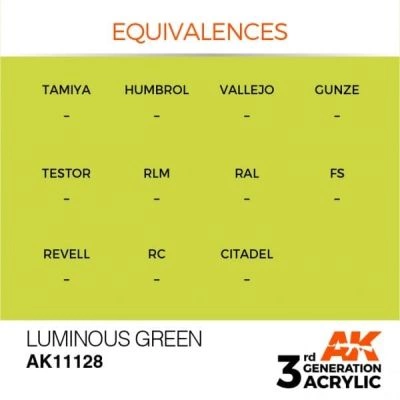 Акрилова фарба LUMINOUS GREEN – STANDARD / СЯЮЧИЙ ЗЕЛЕНИЙ AK-interactive AK11128 детальное изображение General Color AK 3rd Generation