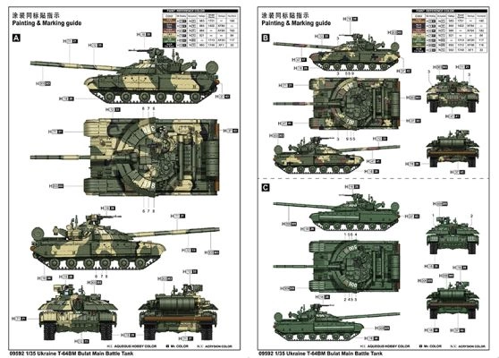 Збірна модель 1/35 Український танк T-64BM Булат Trumpeter 09592 детальное изображение Бронетехника 1/35 Бронетехника