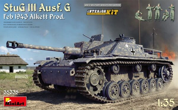 Збірна модель 1/35 Німецька САУ Штуг III Ausf. G февраль 1943 Alkett Prod. Miniart 35335 детальное изображение Бронетехника 1/35 Бронетехника