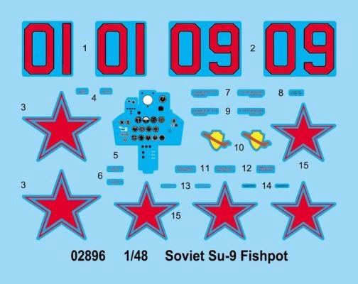 Сборная модель 1/48 Советский самолет-перехватчик Су-9 &quot;Рыбак&quot; Трумпетер 02896 детальное изображение Самолеты 1/48 Самолеты