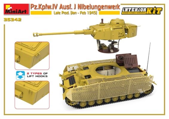 Scale model 1/35 German tank Pz.Kpfw.IV Ausf. J Nibelungenwerk Late Prod. (Jan – Feb 1945) Miniart 35342 детальное изображение Бронетехника 1/35 Бронетехника