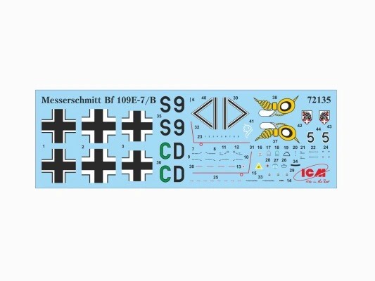 Збірна модель 1/72 німецький винищувач-бомбардувальник Messerschmitt Bf 109E-7/B ICM 72135 детальное изображение Самолеты 1/72 Самолеты