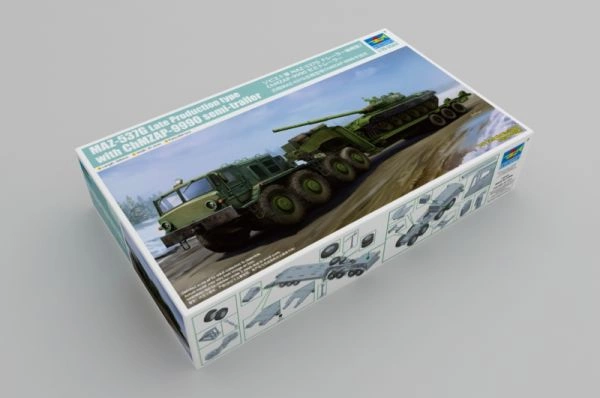 Збірна модель 1/35 Тягач МАЗ-537Г пізнього виробництва з напівпричепом ЧМЗАП-9990 Trumpeter 01065 детальное изображение Автомобили 1/35 Автомобили