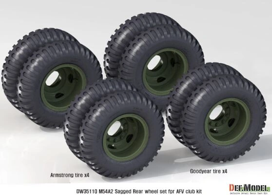 US M54A2 Cargo Truck Sagged Rear wheel set-Heavy load ( for AFV club 1/35) детальное изображение Смоляные колёса Афтермаркет