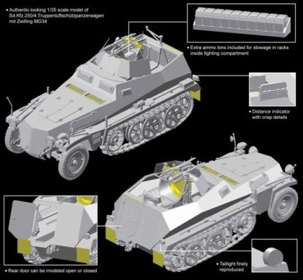 Sd.Kfz 250/4 mit Zwilling MG 34 детальное изображение Бронетехника 1/35 Бронетехника