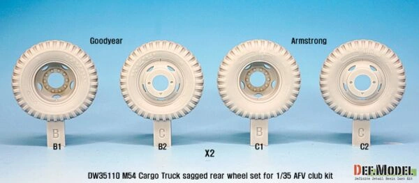 US M54A2 Cargo Truck Sagged Rear wheel set-Heavy load ( for AFV club 1/35) детальное изображение Смоляные колёса Афтермаркет