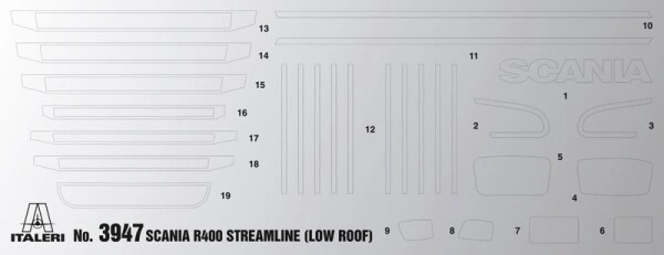 Scale model 1/24 Truck / tractor SCANIA R400 Streamline Italeri 3947 детальное изображение Грузовики / прицепы Гражданская техника
