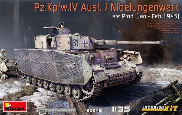 Scale model 1/35 German tank Pz.Kpfw.IV Ausf. J Nibelungenwerk Late Prod. (Jan – Feb 1945) Miniart 35342 детальное изображение Бронетехника 1/35 Бронетехника