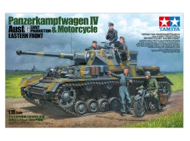 Збірна модель 1/35 Німецький Pz.Kpfw.IV Ausf.G - ранній випуск та мотоцикл "Східний фронт" Tamiya 25209