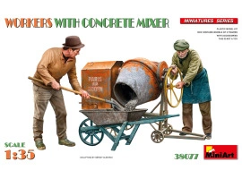 Сборная модель 1/35 Фигуры Рабочие с бетономешалкой МиниАрт 38077