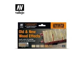 Набір акрилових фарб Ефекти старого та нового дерева 8шт (Old & New Wood Effects 8 pcs) Vallejo VAL 71187