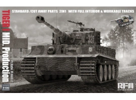 Збірна модель 1/35 Pz.Kpfw Танк. VI Ausf. E Тигр I MID. Стандартні/розрізані деталі 2в1 з повним інтер'єром та робочими гусеницями Rye Field Model RM-5100