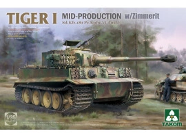 Збірна модель 1/35 Німецький танк Tiger I Sd.Kfz.181 Pz.Kpfw.VI Ausf.E (Mid) з циммеритом Takom 2198